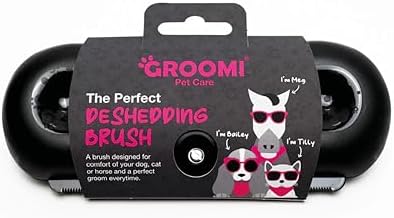 Groomi Tool for Animal - Deshedding and Undercoat Brush - Smooth Groomer for Cats, Dogs and Horses - Pet Dematting Comb - Combs for Grooming Animal - Black