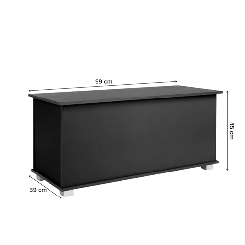 Home Source Ottoman Storage Toy Chest Bedding Blanket Box, Black, 99cm
