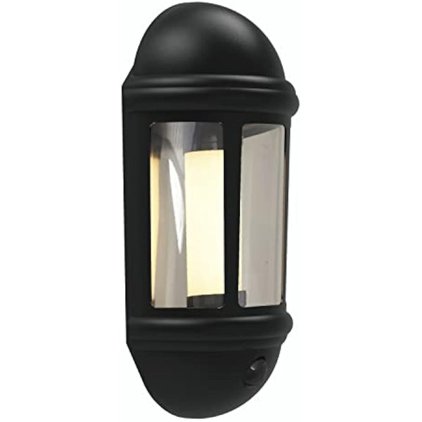 4lite Outdoor Half Wall Lantern (Black) 400lm Warm Light IP65 Rated LED Integrated 8W Motion Sensor Exterior Wall Lamp - 4L2/3417-4Yr Guarantee