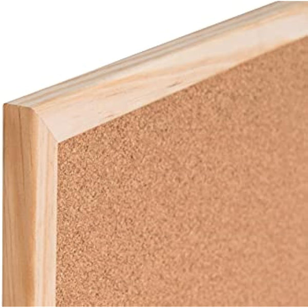Bi-Office Basic Cork Board, Pine Wood Frame, 90 x 60 cm, brown