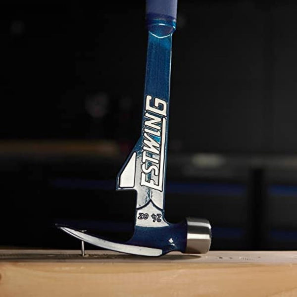 Estwing E6-24TM 24oz 16-inch Milled Face Hammertooth Hammer with Vinyl Shock Reduction Grip, Blue
