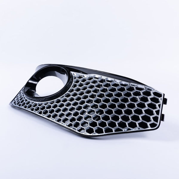 For VW T5.1 Transporter Honeycomb Bumper Grille + Fog Light Trims + Number Plate Trim Matte Chrome Sportline Painted and Ready to Fit