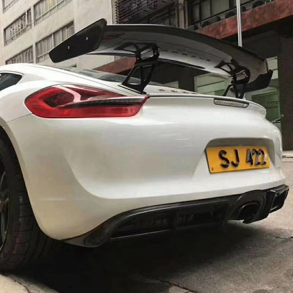 Carbon Fiber Car Racing Rear Spoiler Wing Lip for Porsche Cayman Boxster 981 GT4 Black Carbon Fiber Styling