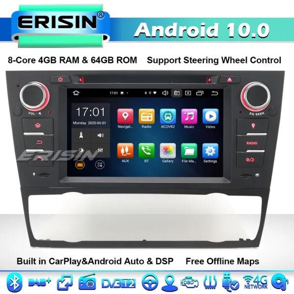 ES8167B Touchscreen Headunit 8-Core CarPlay Android 10.0 Car GPS Stereo Radio DAB+ BMW 3 Series E90 E91 E92 E93 DVD DSP 4G WiFi Bluetooth