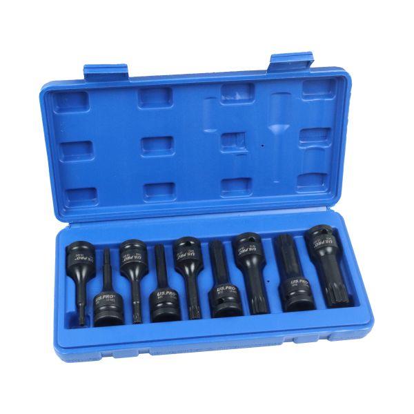 US PRO Tools 9pc 1/2" Dr Impact Spline Bit Sockets M5 - M18 7541