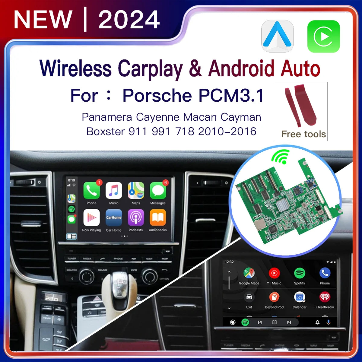 Wireless Carplay Android auto Module For Porsche PCM3.1 Panamera Cayenne Cayman Macan Boxster 911 991 718 AirPlay mirror link