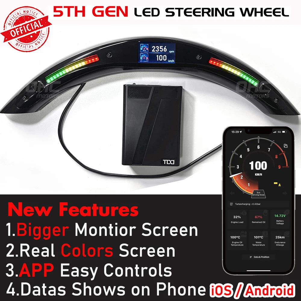 LED Performance Steering Wheel Display Compatible for Porsche Boxster 986 996 993 + 100% Real Carbon Fiber