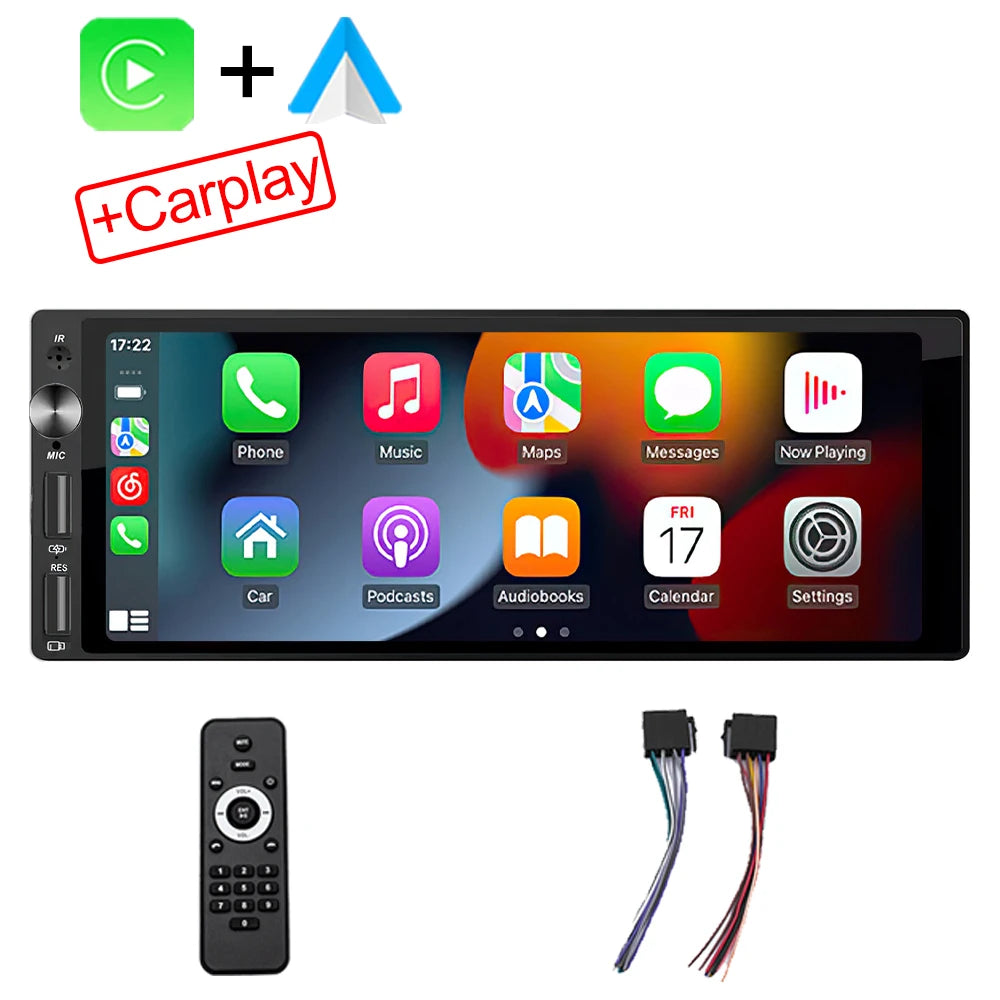 IPS 6.9 Inch 1Din Carplay Android Auto Car Radio Multimedia Video MP5 Player 1 Din No DVD with Bluetooth Stereo USB Charging