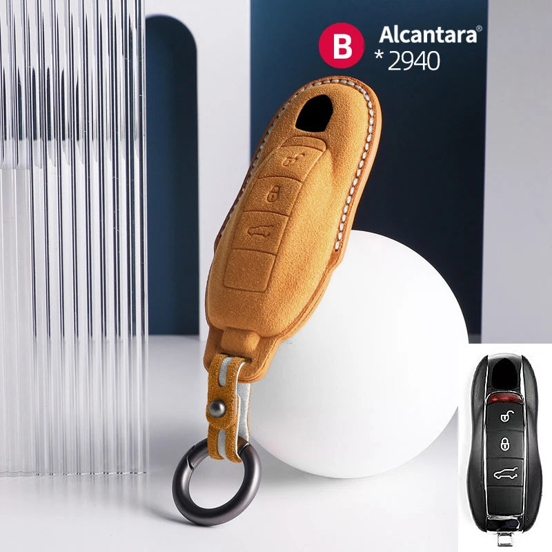 Alcantara High-quality Car Key Case Cover For Porsche Panamera Spyder Carrera Macan Cayman Cayenne 911 970 981 991 Accessories