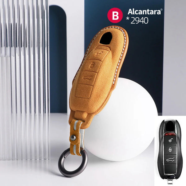Alcantara High-quality Car Key Case Cover For Porsche Panamera Spyder Carrera Macan Cayman Cayenne 911 970 981 991 Accessories