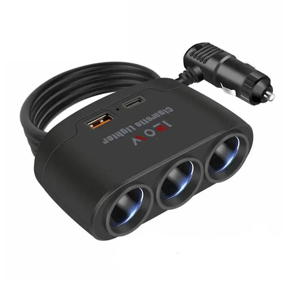 120W Car Charger Adapter 12V 24V PD QC3.0 Dual USB Socket Car Cigarette Lighter Splitter Fast Charger For Car DVR Dashcam