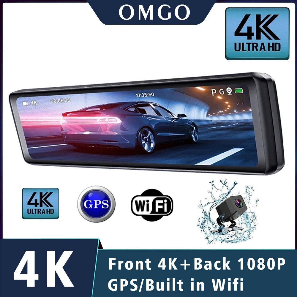 Dash Cam 11.26" 4K 2160P GPS WIFI Car Dvr Mirror Dual Lens Dashcam IPS Screen Car Camera Drive Recorder Stream RearView Mirror