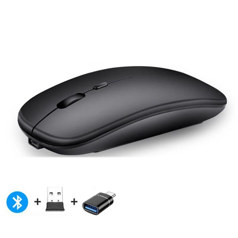 Ultra-Slim Wireless Rechargeable Mouse with LED Lighting, Dual Mode (BT & 2.4G), Compatible with iPad, Laptop, PC, Mac, Windows