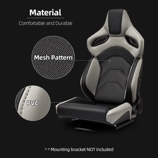 JIABEIR 9007 Grey Shining Mesh Fabric Adjustable Interior Accessories Simulator Sim Bucket Car Racing Seats