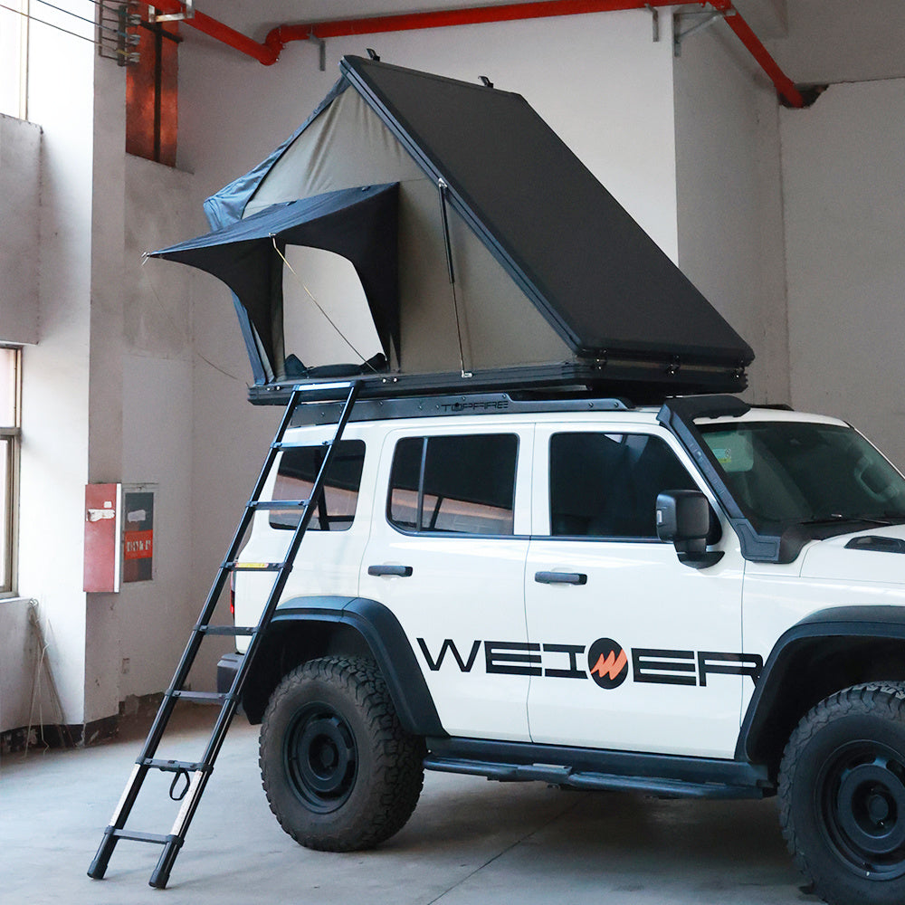 WEIER Vehicle Mounted Tent - For Car / RV / Pickup / Van / Camper / 4x4 + Ladder + 7cm Mattress + Light + Shoe Bag