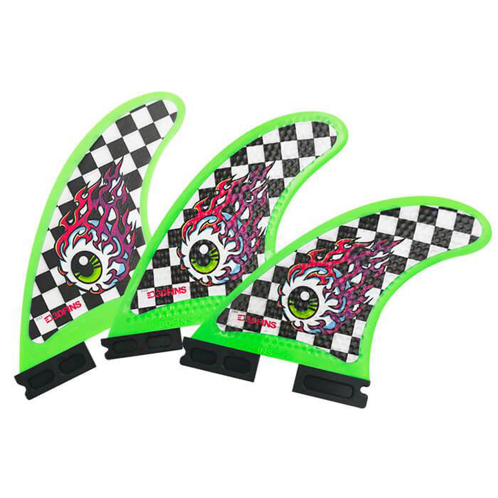 3D Fins - All Rounder Thruster - Soft - Eye Ball Checkers (FCS1 / FCS2 / Catch Surf / Futures)