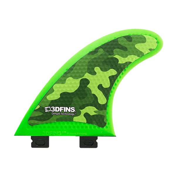 3D Fins - All Rounder Thruster - Soft - Green Camo (FCS1 / FCS2 / Catch Surf / Futures)