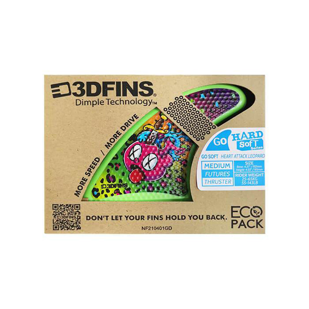 3D Fins - All Rounder Thruster - Soft - Heart Attack Leopard (FCS1 / FCS2 / Catch Surf / Futures)