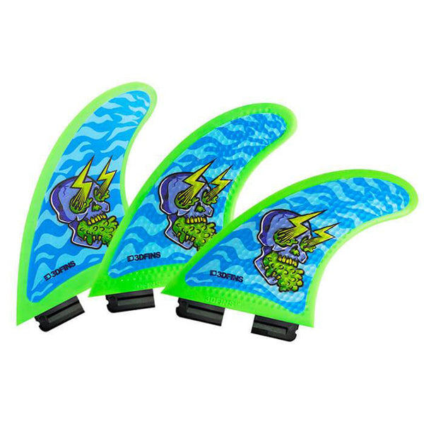 3D Fins - All Rounder Thruster - Soft - Skullbolt Zebra (FCS1 / FCS2 / Catch Surf / Futures)