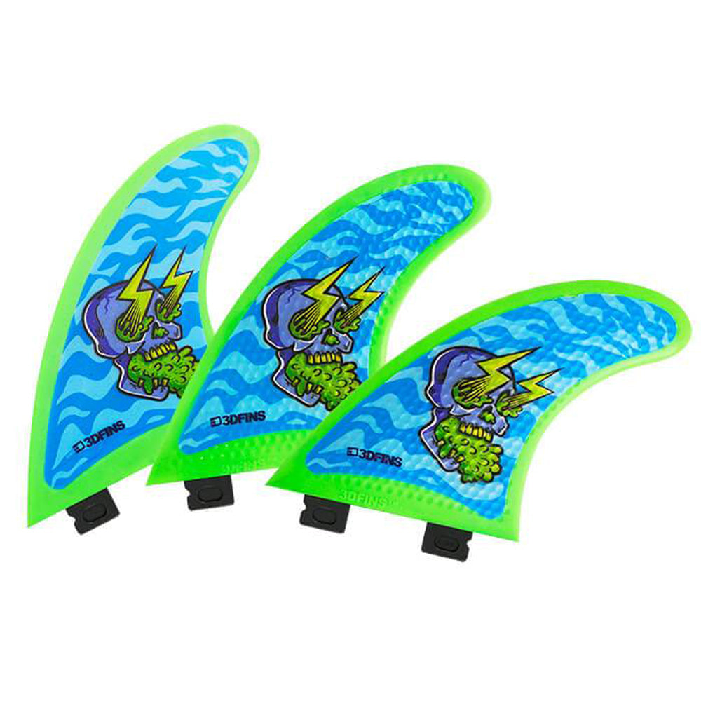 3D Fins - All Rounder Thruster - Soft - Skullbolt Zebra (FCS1 / FCS2 / Catch Surf / Futures)