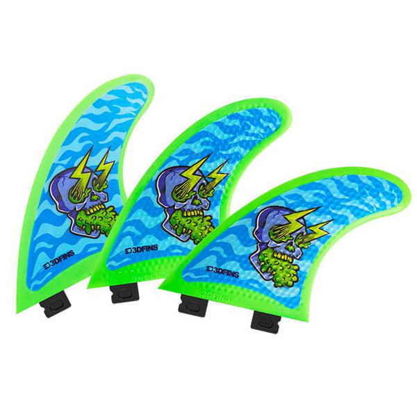 3D Fins - All Rounder Thruster - Soft - Skullbolt Zebra (FCS1 / FCS2 / Catch Surf / Futures)