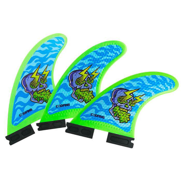 3D Fins - All Rounder Thruster - Soft - Skullbolt Zebra (FCS1 / FCS2 / Catch Surf / Futures)
