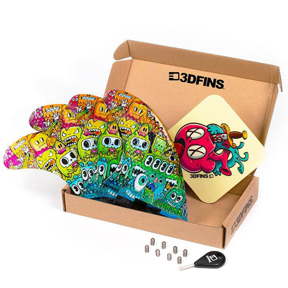 3D Fins - All Rounder Quad - Medium - Monsters (FCS1/Futures)