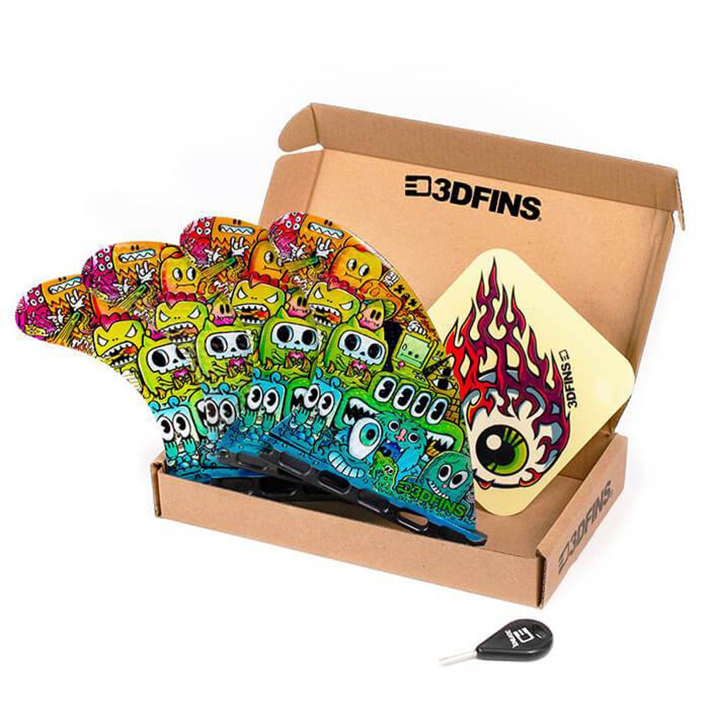 3D Fins - All Rounder Quad - Medium - Monsters (FCS1/Futures)