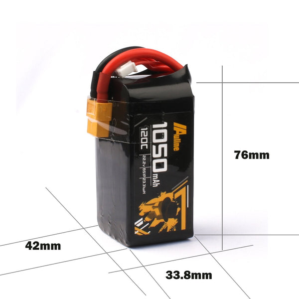 AuLine 1050mAh 6S 22.2V 120C XT60 Lipo Battery