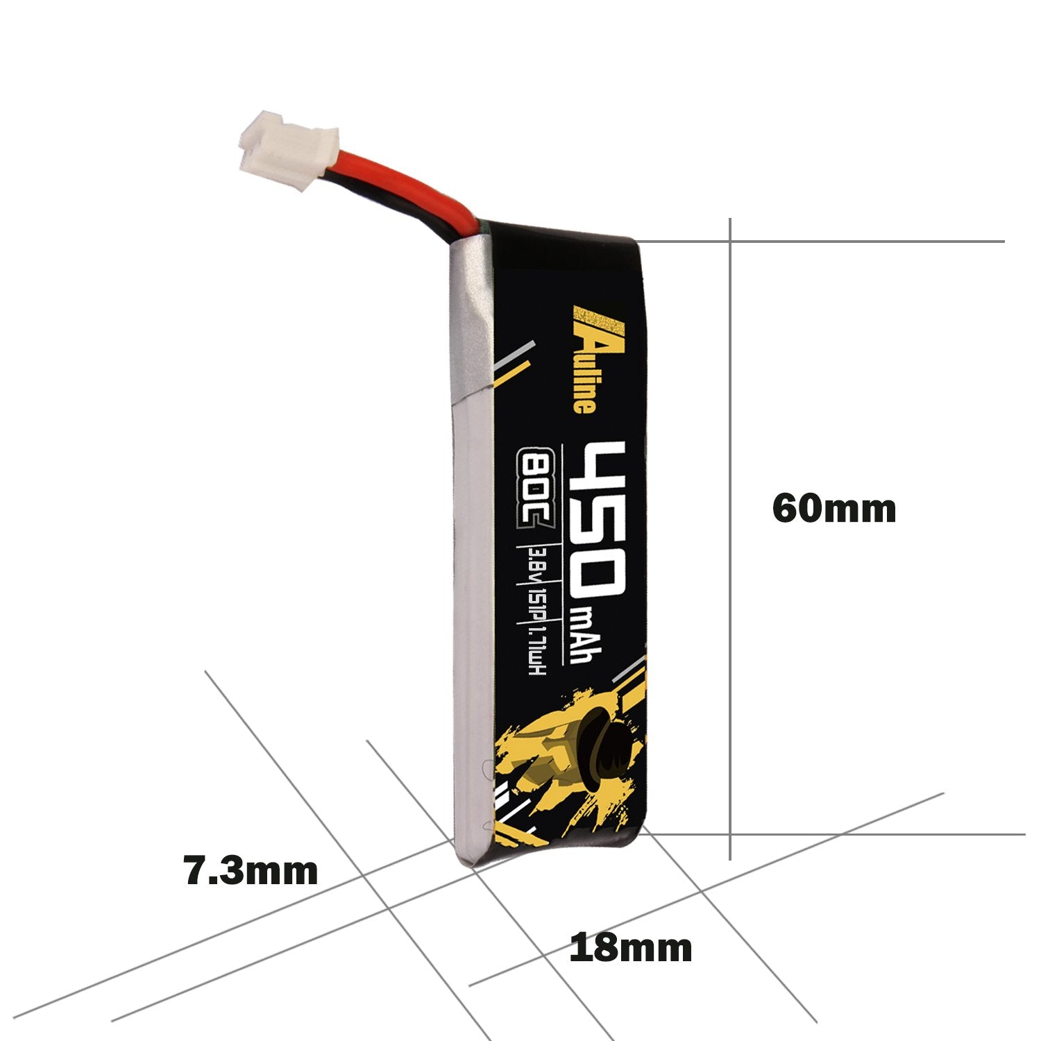 AuLine 450mAh 1S 3.8V HV 80C PH2.0 Lipo Battery (4 pack)