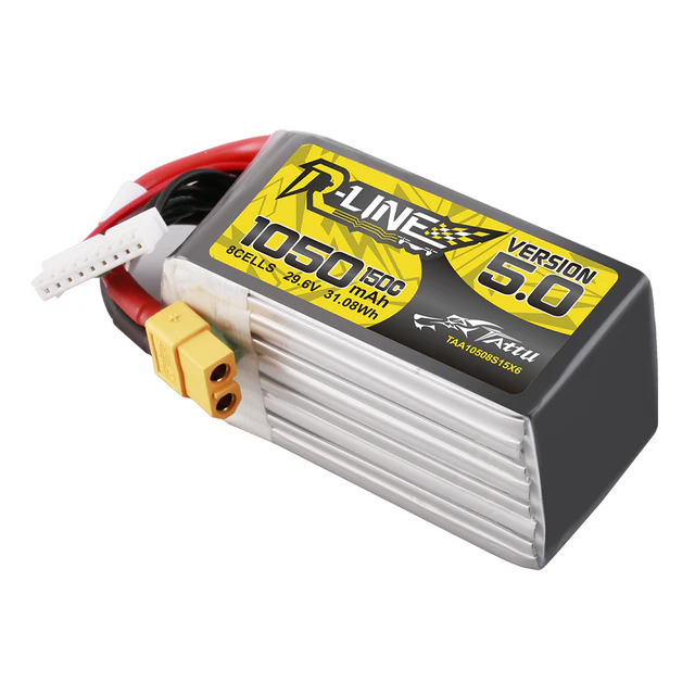Tattu R-Line Version 5.0 1050mAh 8S 150C 29.6V Lipo Battery Pack With XT60 Plug