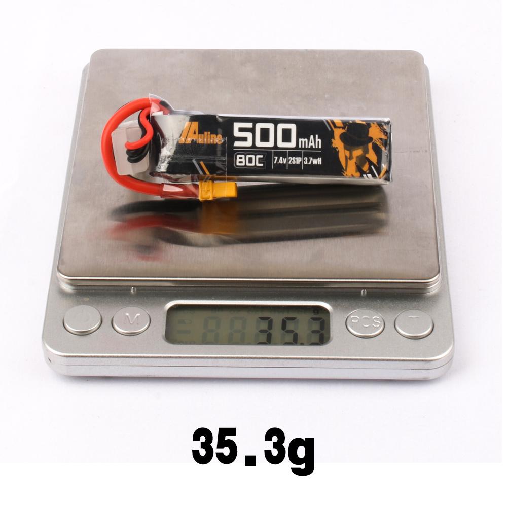 AuLine 500mAh 2S 7.4V 80C XT30 Lipo Battery (2 Pack)