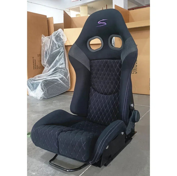 JIABEIR 9003B Universal Sport Slider Adjustable PVC Leather Fabric SIM Bucket Racing Fiberglass Seats Modified Car Seats