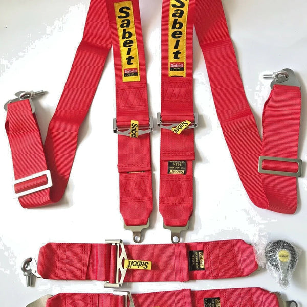JDM Sabelt 3 Inch Universal 4 Point Mounting Racing Sabelt Seat Belt Safety Harness High Grade Strap Nylon Belts For VW Toyota
