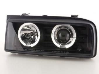 FK LED DRL Angel Eye Halo Ring Headlights VW Corrado 53i 87-95 Black LHD