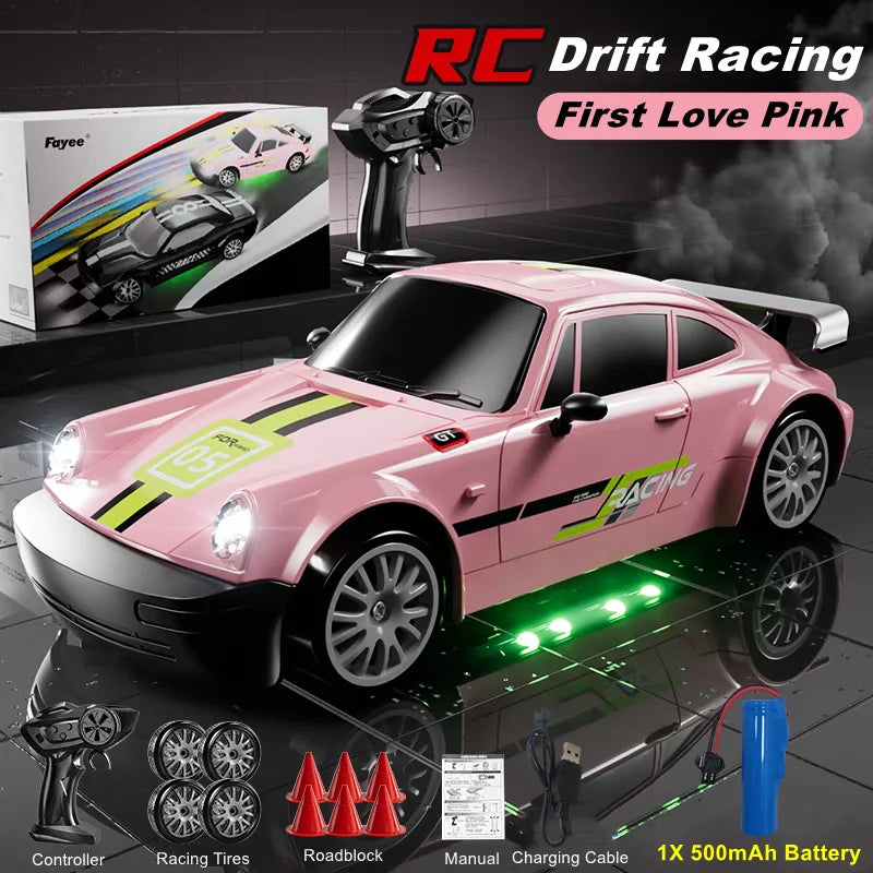 4WD RC Drift Car With LED Light 2.4G Radio 20KM/h High Speed Remote Control Racing Cars Vehicle Model Toy Gift for Boy Girl Kid
