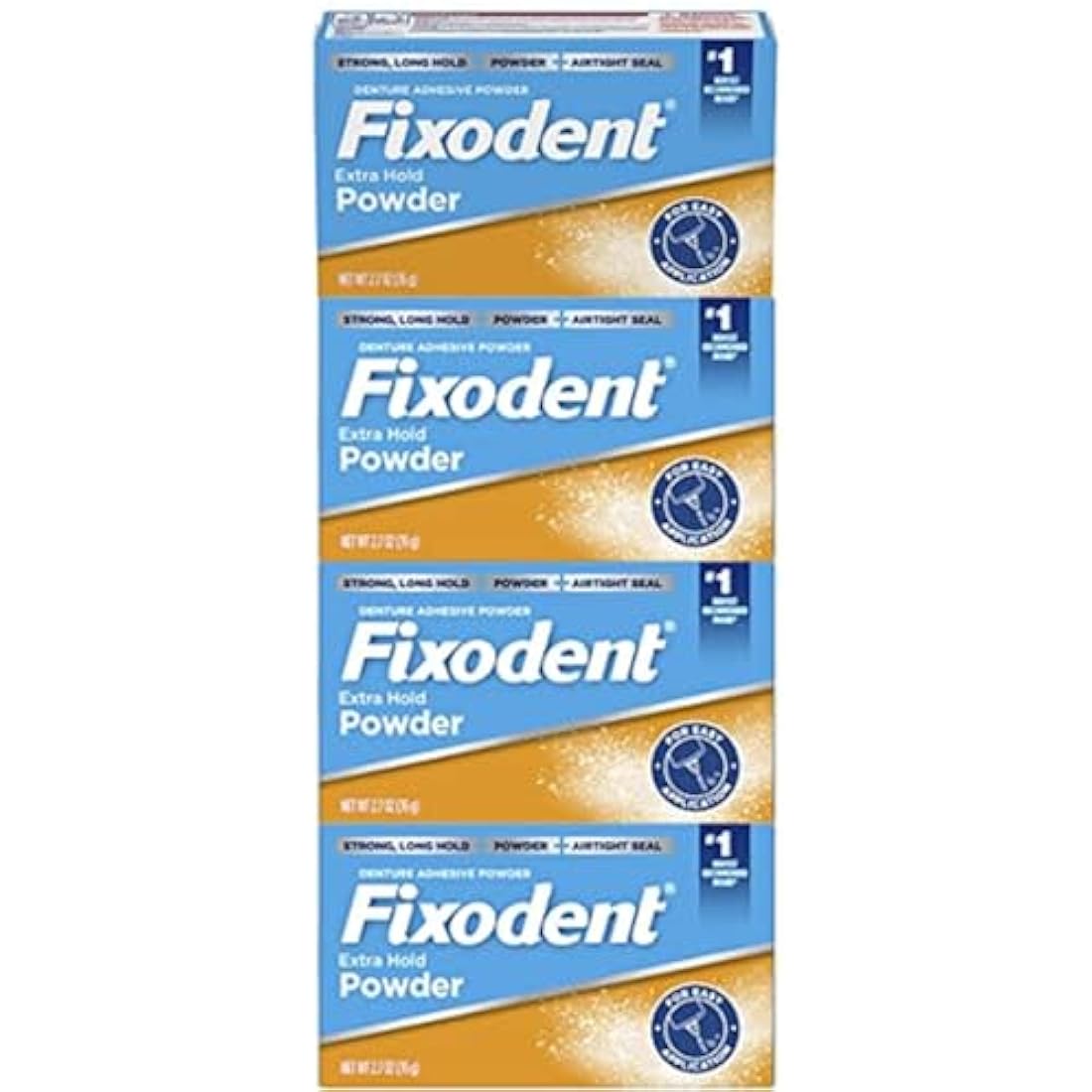 Fixodent Extra Hold Denture Adhesive Powder 2.7 Oz (Pack of 4)