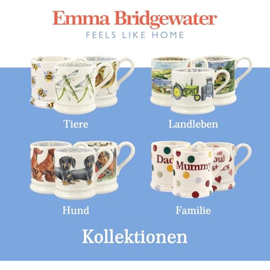 Emma Bridgewater Large Mug 1/2 Pint, Ceramic Coffee Cup Large -Cappuccino, Latte, Coffee, Tea Cup - Beautiful Mugs, Birthday Gift - Coffee Mug Bumblebee