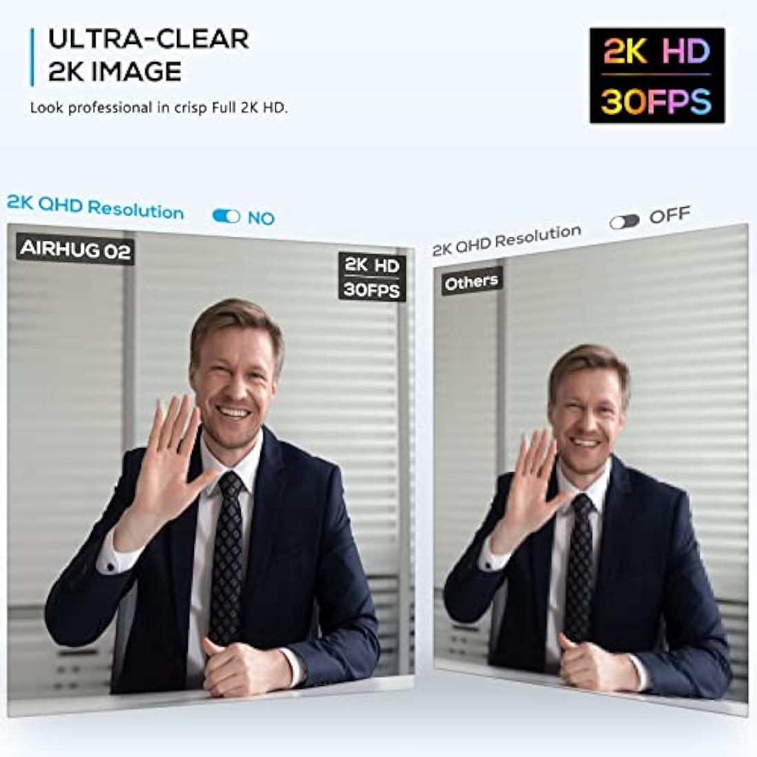 2K Webcam No Mic with Privacy Cover, USB Web Cam for Computer and Laptop Plug & Play, Web Camera Without Audio, 78° Wide-Angle,for Streaming and Conferencing,Compatible Skype Zoom YouTube