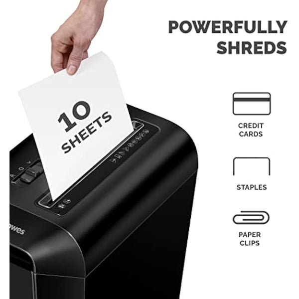 Fellowes LX65 Cross Cut Paper Shredder, Shreds 10 Sheets into 4x40mm Particles, For Home or Home Office