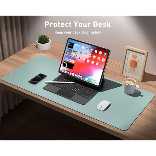 Aothia Leather Pad, Mouse Mat, Office Desk Mat, Non-Slip PU Leather Desk, Laptop Desk Pad, Waterproof Desk Writing Pad for Office and Home (91 cm x 43 cm, Light Blue)