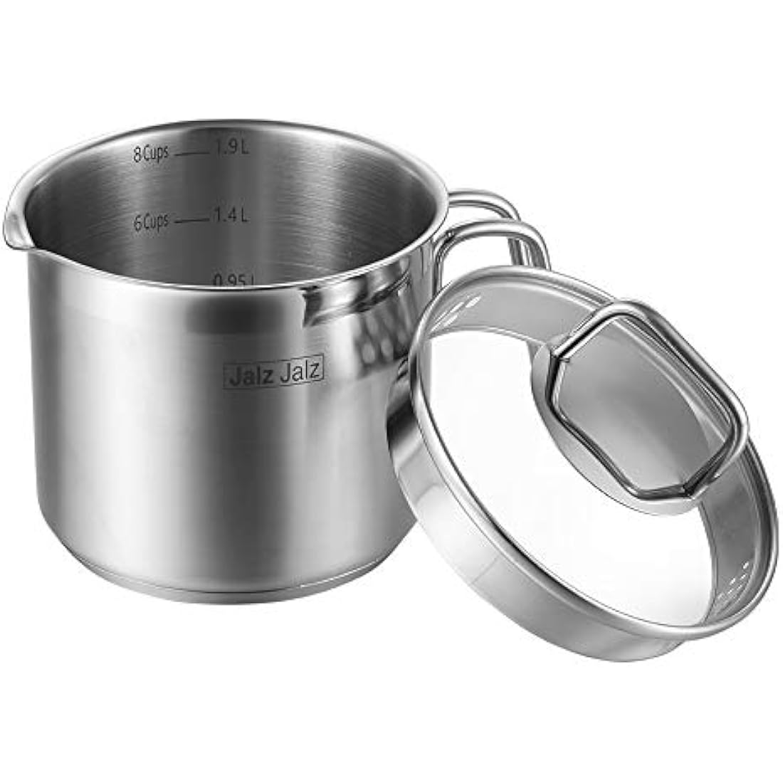 jalz jalz Stainless Steel Saucepan with Glass Lid,Classic Cookware, Sauce Pan,1.5 Quart for Boiling Milk, Sauce, Gravies, Pasta,Noodles