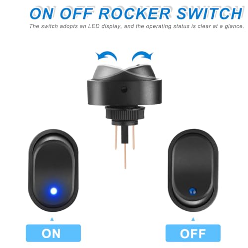 DAOKAI LED Lighted Rocker Switch 12V 30A SPST 3 Pin ON Off Toggle Switch Illuminated Red Lighted Oval Shaped Switch for Automotive Truck RV Boats - 5pcs