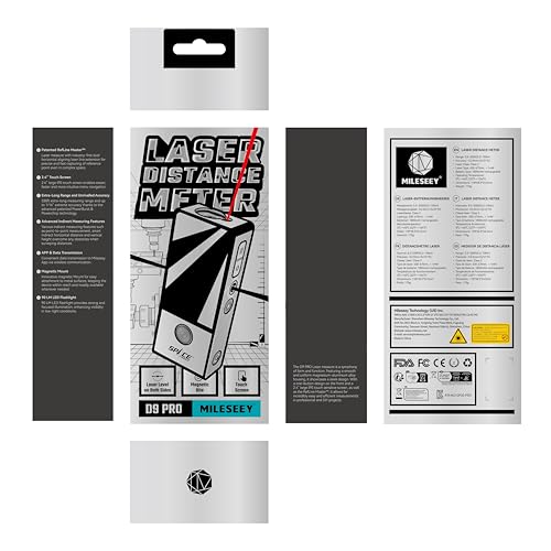 MiLESEEY D9 Pro Laser Distance Meter with Visual Aligning Indicator, 100m Laser Measure Device With IPS Touchscreen Interface, P2P, Live Angle Display, APP Sync, 14 Measuring Modes