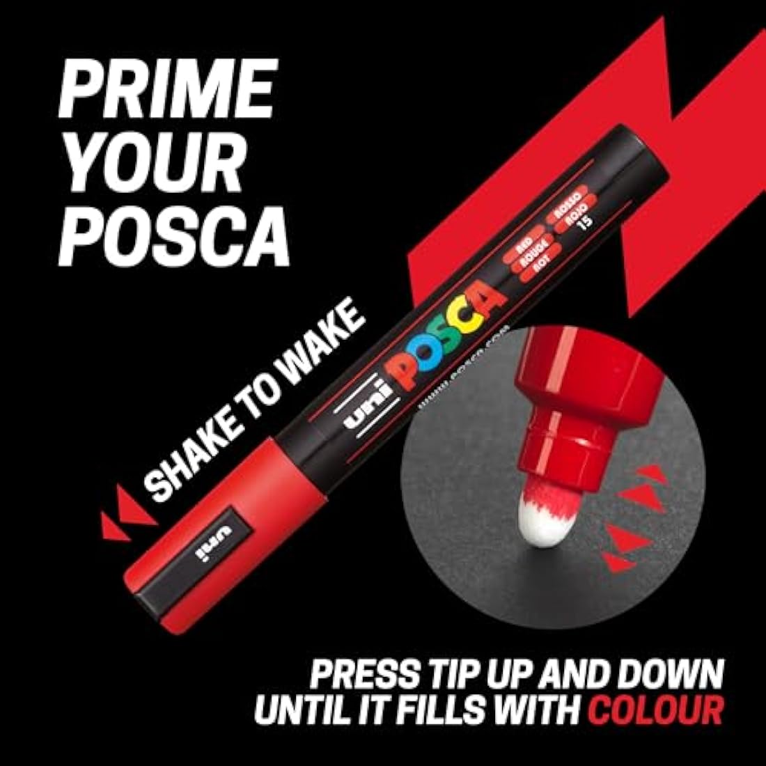 Posca Pens PC-5M Medium Acrylic Felt Tip Coloured Permanent Paint Markers for Adults and Kids. Perfect for Colouring, Fabric, Graffiti, Watercolour, Outline Drawing, Window and Glass Art. 16 Pack