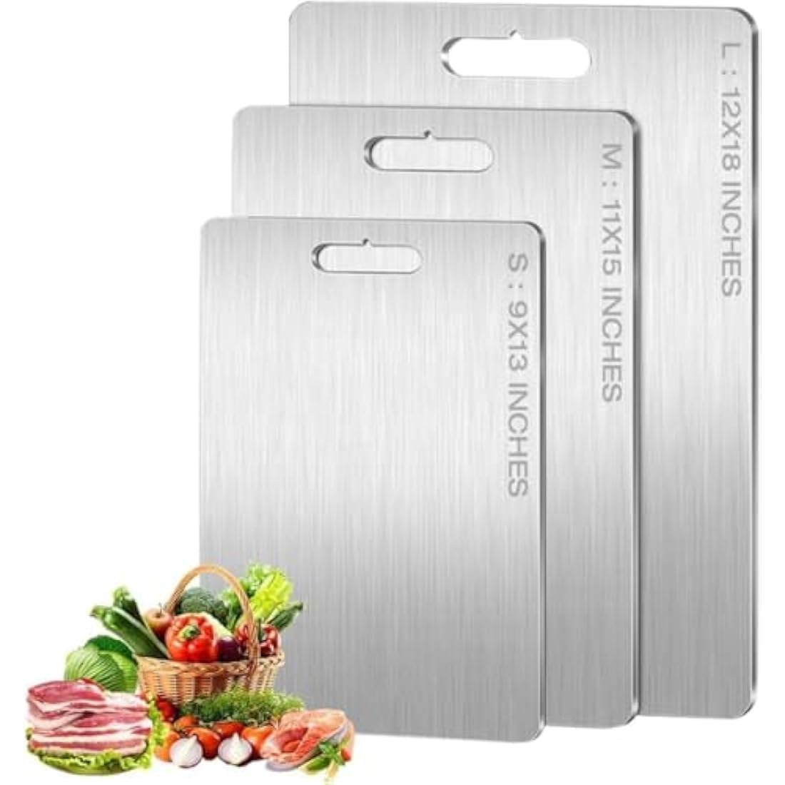 3 Piece Chopping Board Set, Stainless Steel Cutting Boards for Meat, Vegetables, Fruit, Cutting Boards for The Kitchen, Dishwasher-Safe