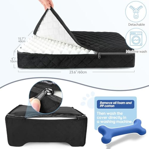 Dog Car Seat for Medium/Large Dogs, Dog Booster Seat for Dog Under 50lbs or 2 Small Dogs, Detachable and Washable Pet Car Seat, Multi-Functional Travel Dog Bed & Dog Sofa(Black)