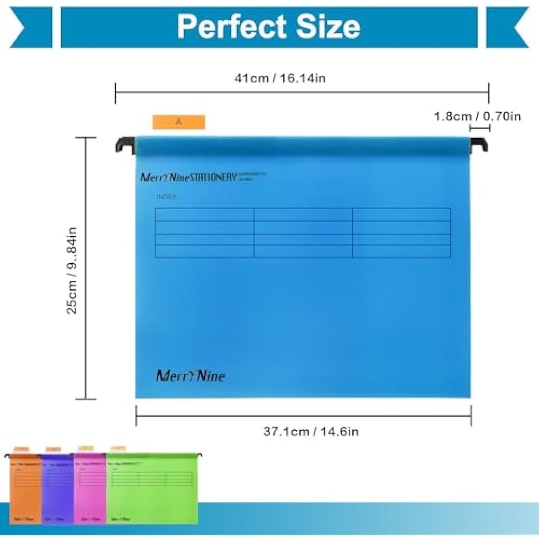 Foolscap Suspension Files, MerryNine 15PCS Polypropylene Filing Cabinet Suspension Files with Tabs and Card Inserts for School Home Work Office Organization **Check Size**(Mixed Color, Foolscap)