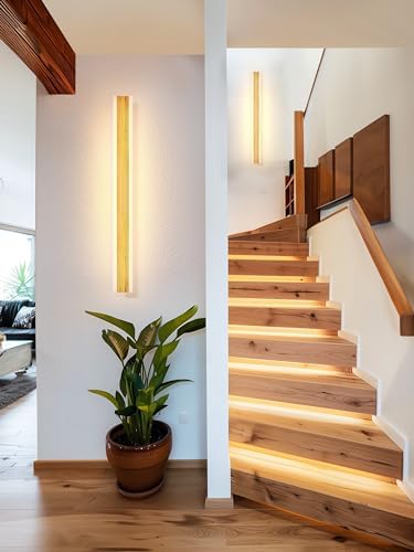 LUOLONG LED Wall Light Wood Long Wall Lamp Bamboo 80cm Indoor Lamp 3000K Wall Lights 25W Modern Interior Lighting Bedside Lamp Hallway Lamp Wall Lamp for Bedroom Living Room Staircase