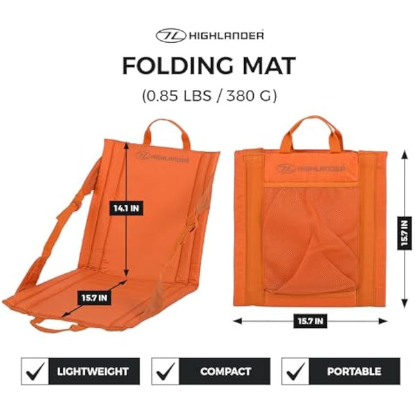 Highlander Outdoor Sit Mat - Portable Seat - Lightweight with Back Support and Pocket - Perfect as a Picnic Chair, Stadium Seat, Beach Chair, or Festival Chair